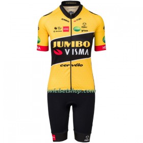 Fietskleding Dames (Fietsshirt + Korte Koersbroek) 2022 Team Jumbo-Visma - Geel Zwart